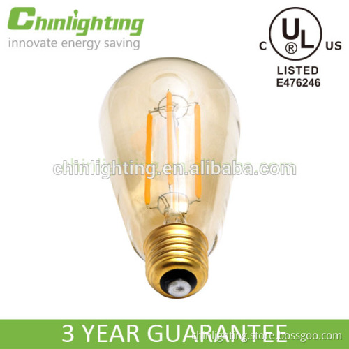 Amber Tint st64 5w led filament bulb E26 E27dimmable led filament lamp bulb antique edison led light filament bulb